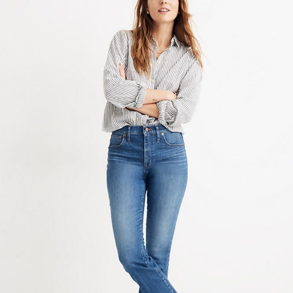 Madewell Cali Demi Boot Jeans with Raw Hem and Vintage Wash